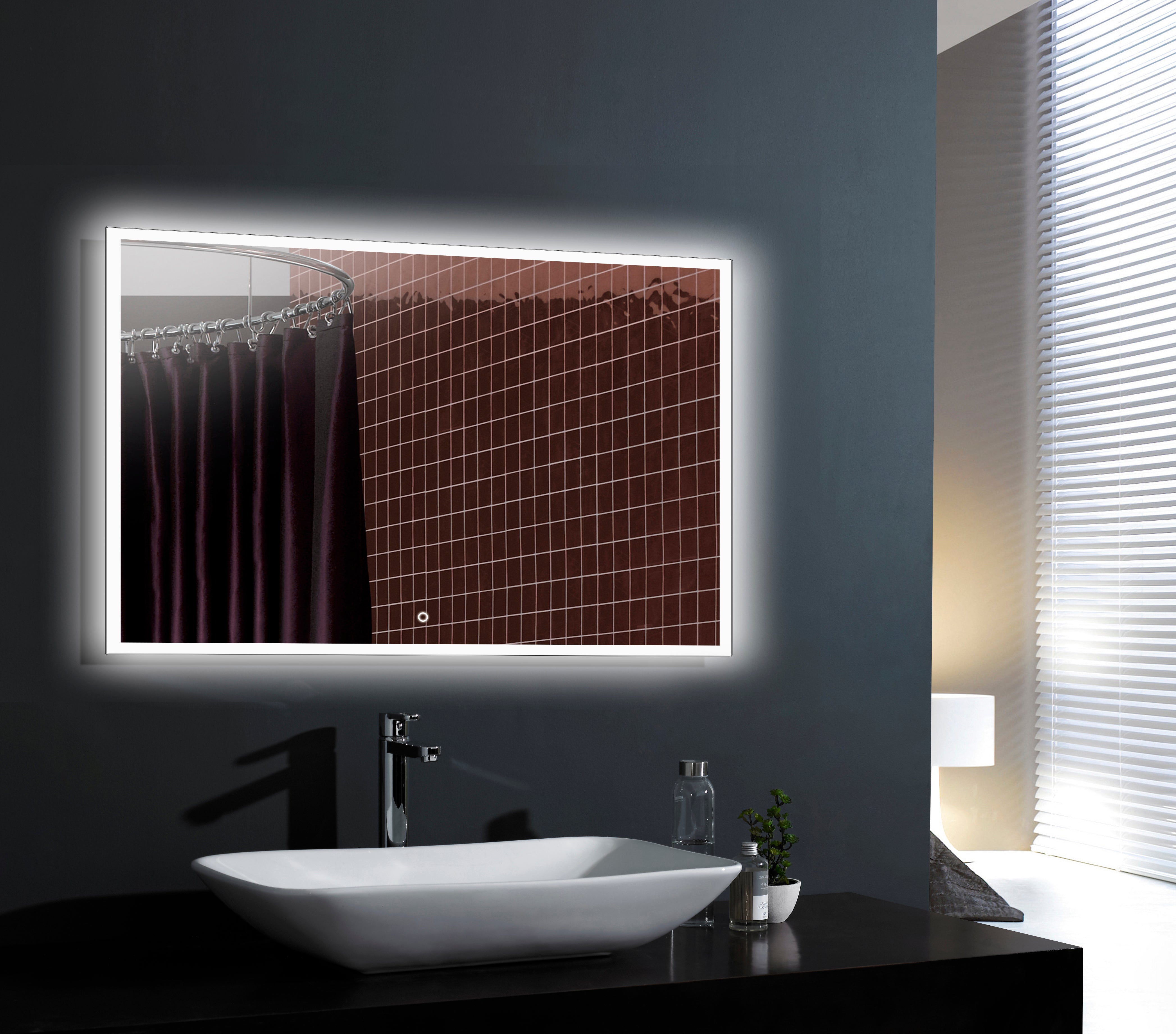 Aquamoon 2399 LED Bathroom Mirror 31" x 31" Wall Mounted With Bottom Front Touch On/Off 6000K High Lumen bathtrends_usa