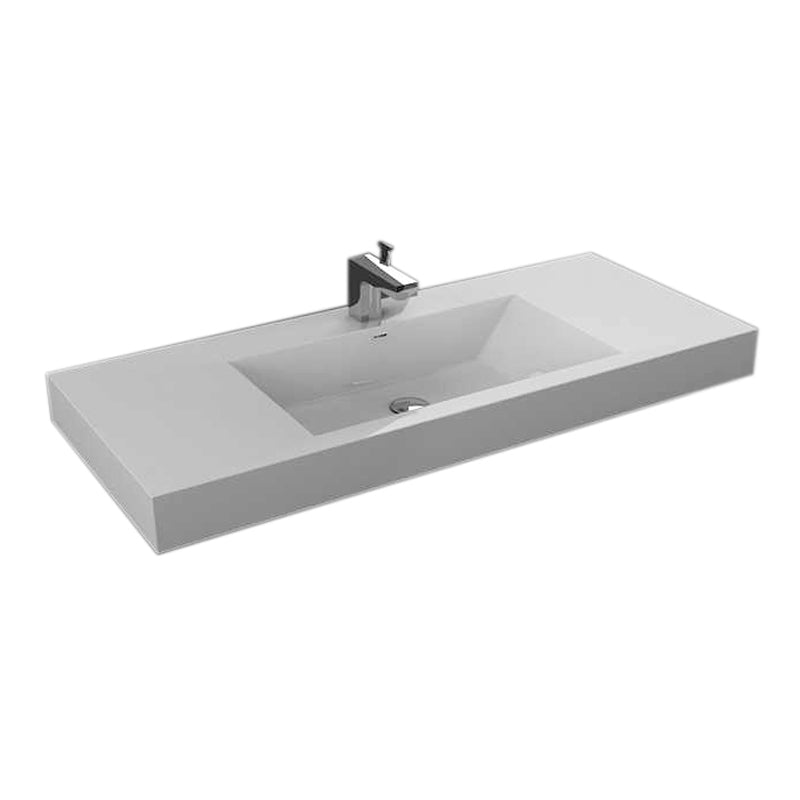 Aquamoon Maya 60" Integrated /Countertop White Square  Sink bathtrends_usa