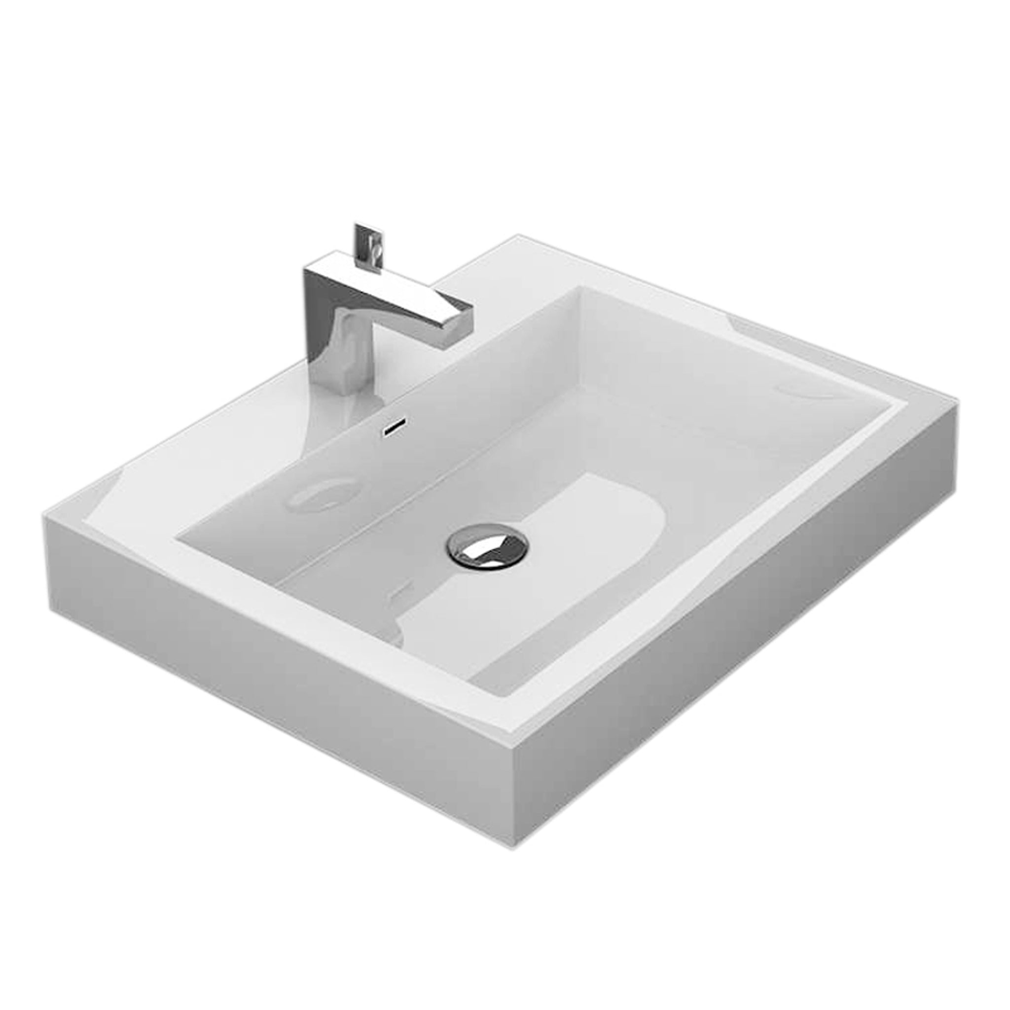 Aquamoon Venice 24" Integrated /Countertop White Square  Sink bathtrends_usa