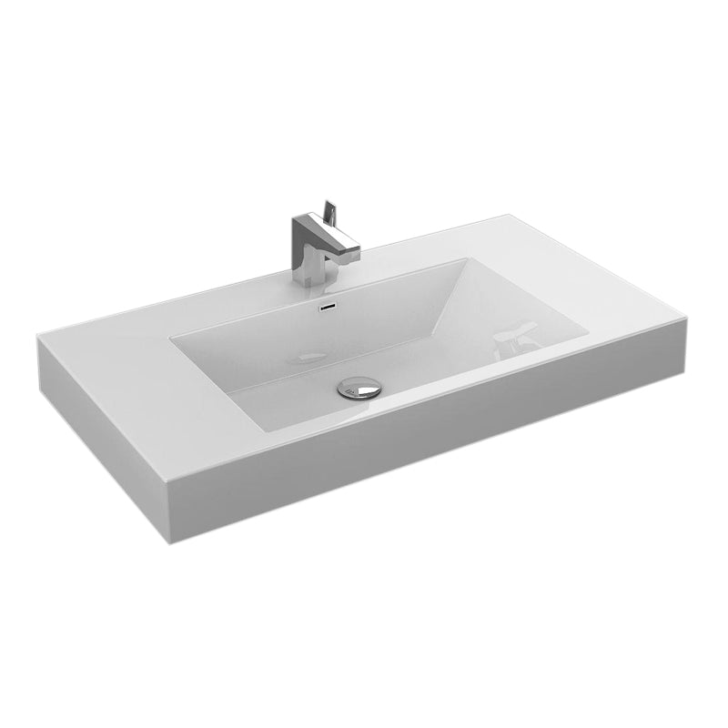 Aquamoon Venice 36" Integrated /Countertop White Square  Sink bathtrends_usa