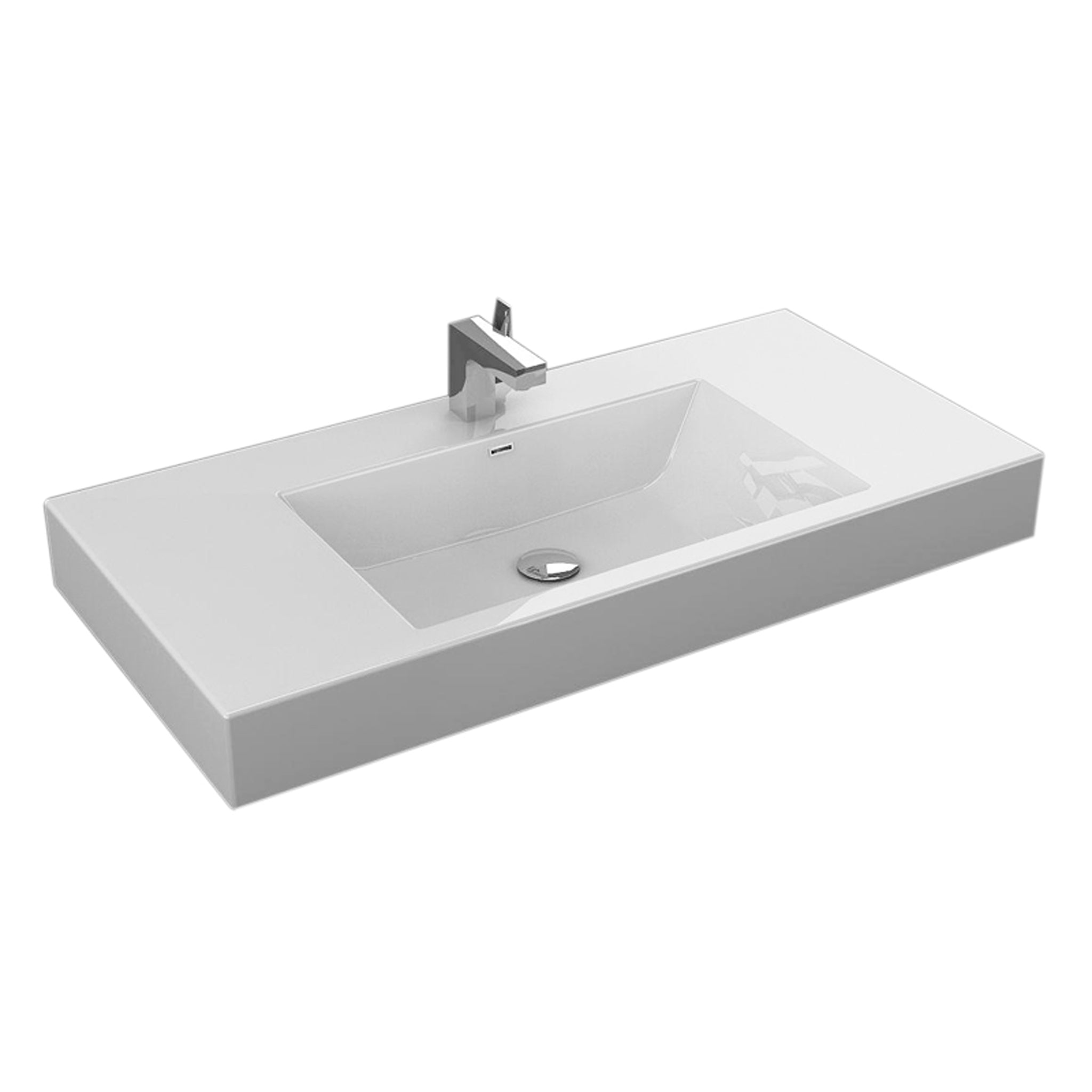 Aquamoon Venice 39" Integrated /Countertop White Square  Sink